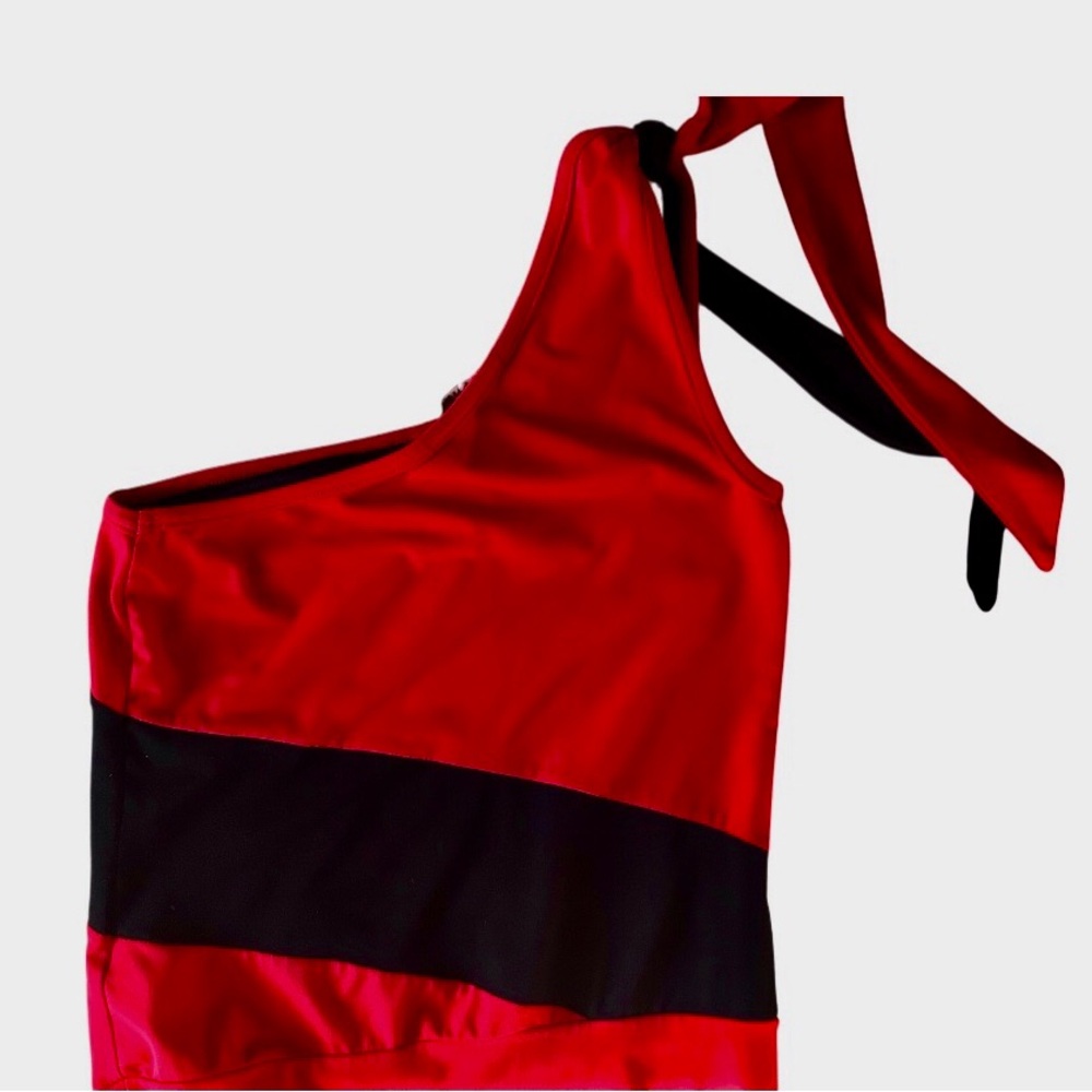 Red and Black One-Shoulder Rampage tank top size medium